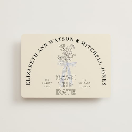 This is a daisy petite save the dates with standard by Baumbirdy called sealed printing on signature in petite