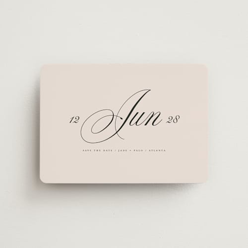 This is a champagne save the date magnets with standard by Lori Wemple called simple date printing on magnet paper in magnet