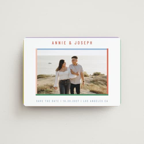 This is a candy save the date magnets with standard by Kelly Watkins called color frame printing on magnet paper in magnet