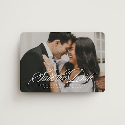 This is a pearl save the date magnets with standard by Lea Delaveris called lovely day printing on magnet paper in magnet