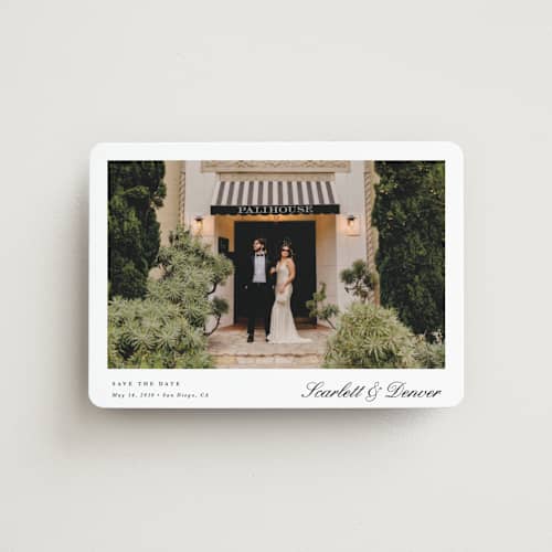 This is a lily save the date magnets with standard by Christy Hy Lee called simple space printing on magnet paper in magnet