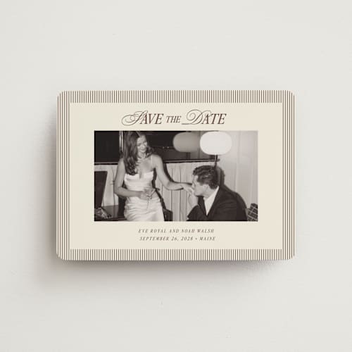 This is a maroon save the date magnets with standard by Pati Cascino called sienna printing on magnet paper in magnet