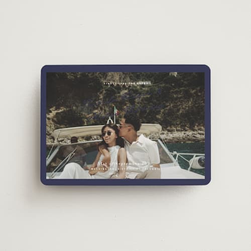 This is a coast to coast save the date magnets with standard by Design Lotus called where our story begins printing on magnet paper in magnet