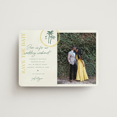 This is a island citrus save the date magnets with standard by Pixel and Hank called coastal drift printing on magnet paper in magnet