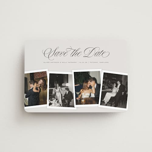 This is a creme save the date magnets with standard by Erin L. Wilson called simple snapshots printing on magnet paper in magnet