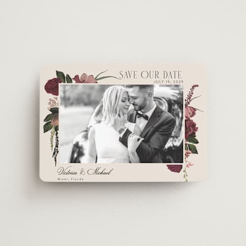 This is a merlota save the date magnets with standard by Susan Moyal called romantics printing on magnet paper in magnet