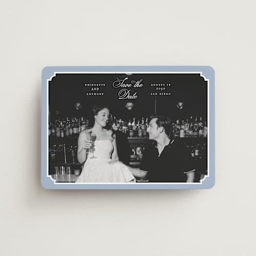 This is a neptune save the date magnets with standard by Heather Schertzer called notched printing on magnet paper in magnet