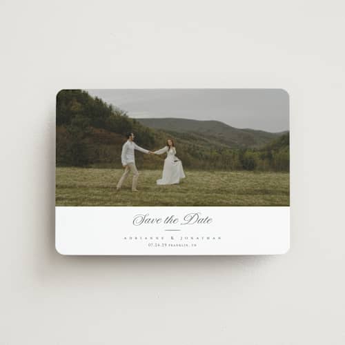This is a chiffon save the date magnets with standard by Eric Clegg called together always printing on magnet paper in magnet