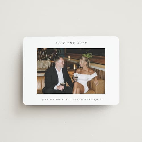 This is a chantilly save the date magnets with standard by Pippa Shaw called espresso printing on magnet paper in magnet