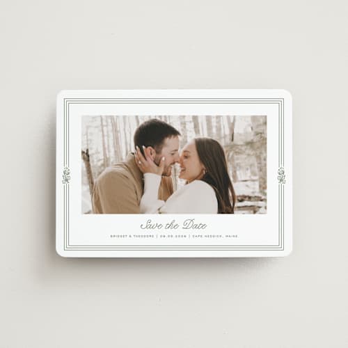 This is a leaf save the date magnets with standard by Kate Ahn called court printing on magnet paper in magnet