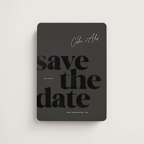 This is a evening save the date magnets with foil pressed by Eric Clegg called retro printing on magnet paper in magnet