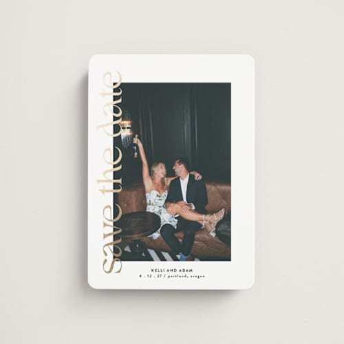 This is a pearl save the date magnets with foil pressed by Roxy Cervantes called cover page printing on magnet paper in magnet