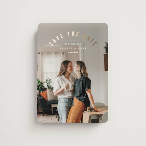 This is a twinkle save the date magnets with foil pressed by Pixel and Hank called horizon printing on magnet paper in magnet