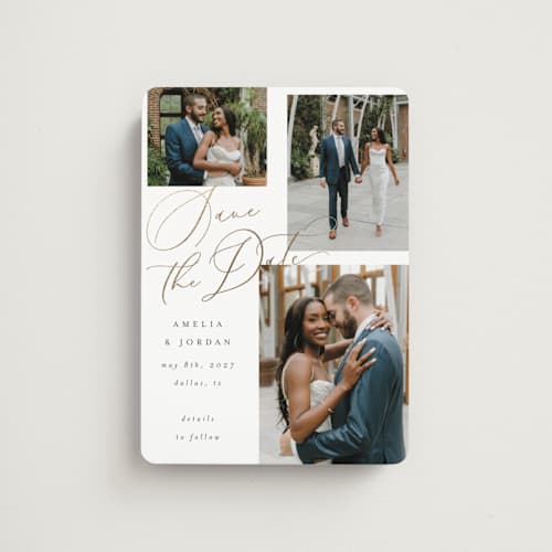 This is a snow save the date magnets with foil pressed by AK Graphics called whimsy printing on magnet paper in magnet