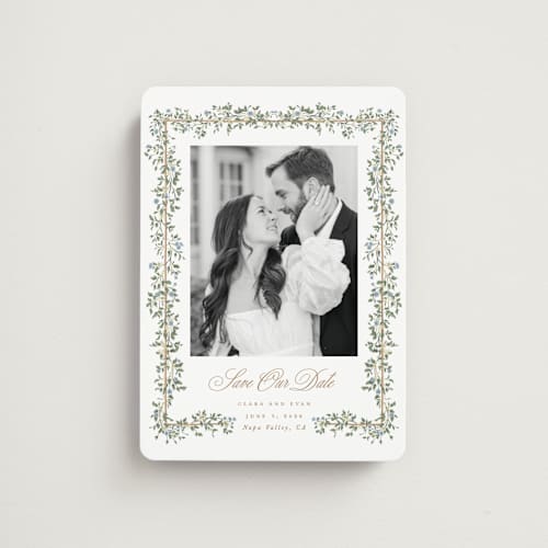 This is a lake save the date magnets with standard by Leah Bisch called arbour printing on magnet paper in magnet