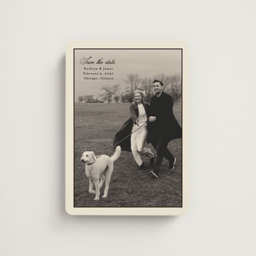 This is a chocolate save the date magnets with standard by Ellen Schlegelmilch called kathryn printing on magnet paper in magnet