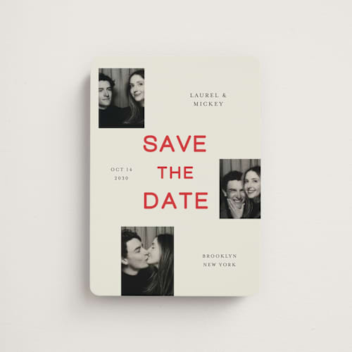This is a poppy save the date magnets with standard by Studio Suku called little snapshots printing on magnet paper in magnet
