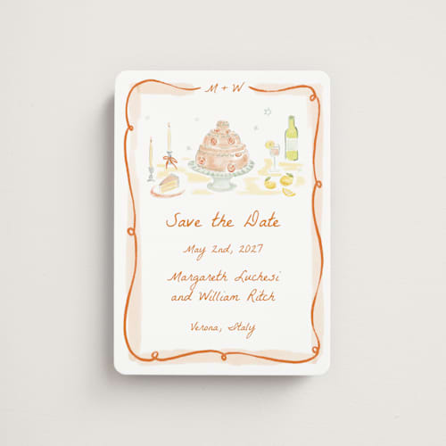 This is a flame save the date magnets with standard by Pati Cascino called giardino printing on magnet paper in magnet