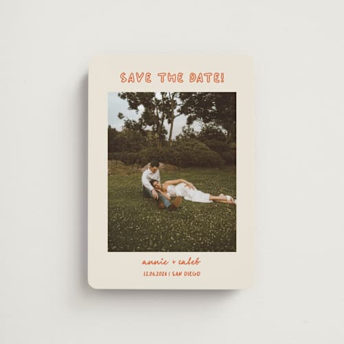 This is a hibiscus save the date magnets with standard by Stephanie Heinrich Godbout called modern outline printing on magnet paper in magnet