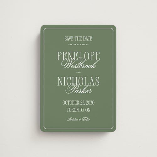 This is a garden save the date magnets with standard by Kelly Schmidt called overlapped script printing on magnet paper in magnet
