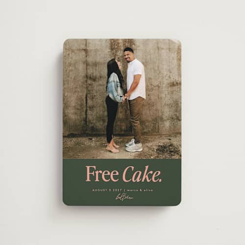 This is a hunter save the date magnets with standard by Erin L. Wilson called free cake printing on magnet paper in magnet