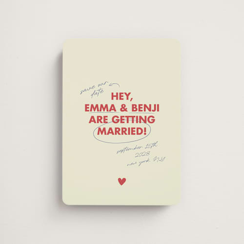 This is a latte save the date magnets with standard by Helena Vitto called love note printing on magnet paper in magnet