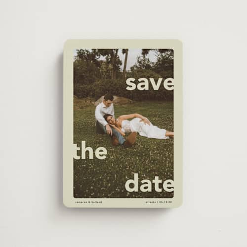 This is a mint save the date magnets with standard by Lori Wemple called save.the.date printing on magnet paper in magnet