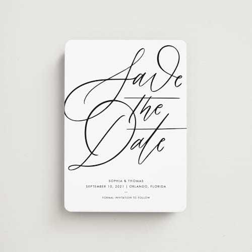 This is a snow save the date magnets with standard by Kristen Smith called delicate dates printing on magnet paper in magnet