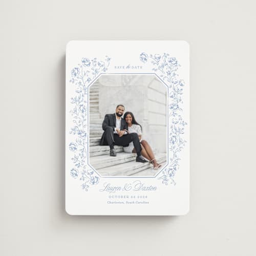 This is a sky save the date magnets with standard by Robert and Stella called framed florals printing on magnet paper in magnet