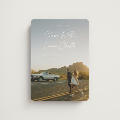 This is a chiffon save the date magnets with standard by Orasie called full photo printing on magnet paper in magnet