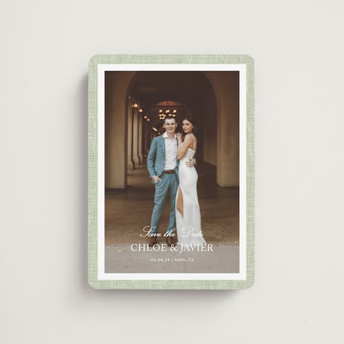 This is a garden save the date magnets with standard by Kelly Schmidt called summer linen printing on magnet paper in magnet