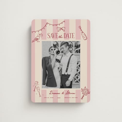 This is a rose save the date magnets with standard by Jennifer Lew called thompson printing on magnet paper in magnet