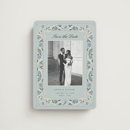 This is a sky save the date magnets with standard by Ana de Sousa called romantic elegance printing on magnet paper in magnet