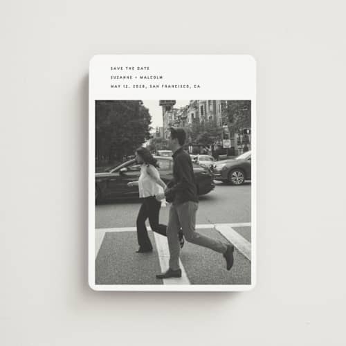 This is a fog save the date magnets with standard by Sumak Studio called simple printing on magnet paper in magnet