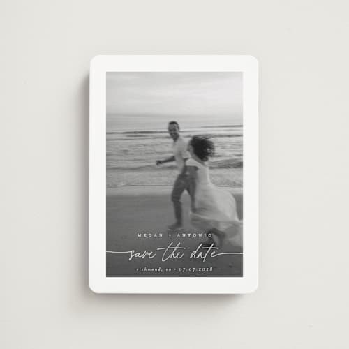 This is a ivory save the date magnets with standard by Pippa Shaw called gaussian printing on magnet paper in magnet