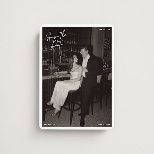 This is a cloud save the date magnets with standard by Inkblot Design called corners printing on magnet paper in magnet