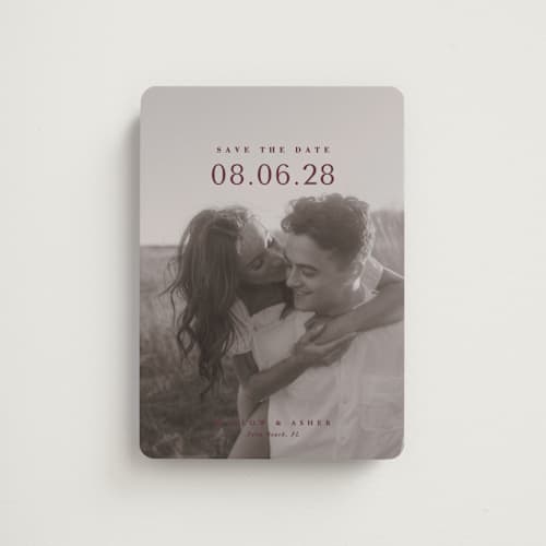 This is a mulberry save the date magnets with standard by Lucrecia Caporale called classic big date printing on magnet paper in magnet