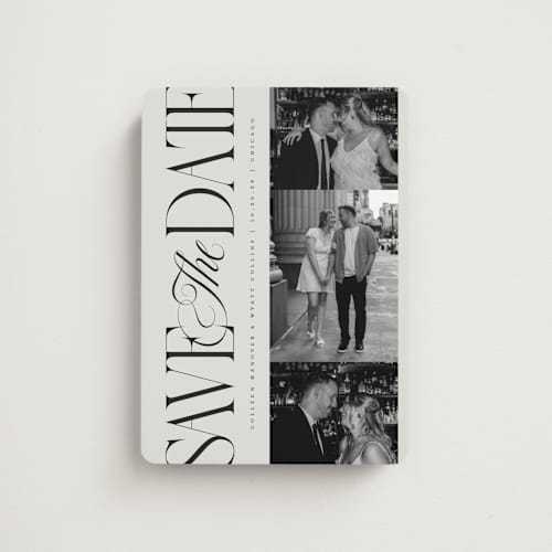 This is a stone save the date magnets with standard by Laura Hankins called sideline printing on magnet paper in magnet