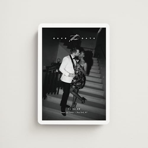 This is a diamond save the date magnets with standard by Eric Clegg called casual elegance printing on magnet paper in magnet