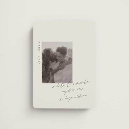 This is a truffle save the date magnets with standard by Vera Lim called offset printing on magnet paper in magnet