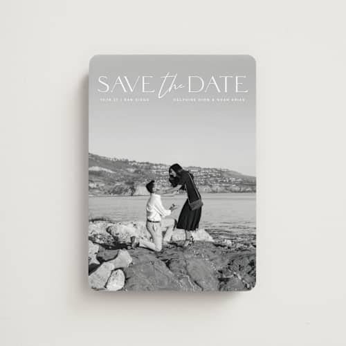 This is a moonstone save the date magnets with standard by Olivia Raufman called breathtaking printing on magnet paper in magnet