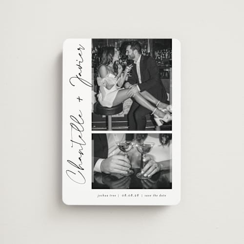 This is a onyx save the date magnets with standard by Sarah Curry called ink pen printing on magnet paper in magnet