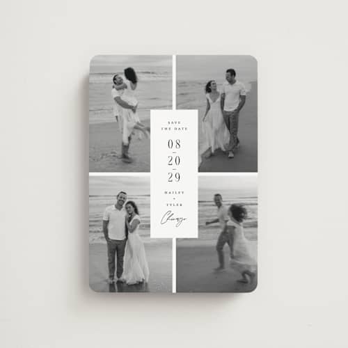 This is a snow save the date magnets with standard by Michelle Taylor called focused printing on magnet paper in magnet