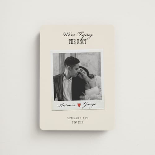This is a lily save the date magnets with standard by Pati Cascino called two hearts printing on magnet paper in magnet