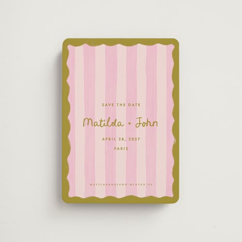 This is a macaron save the date magnets with standard by Pink House Press called paris printing on magnet paper in magnet