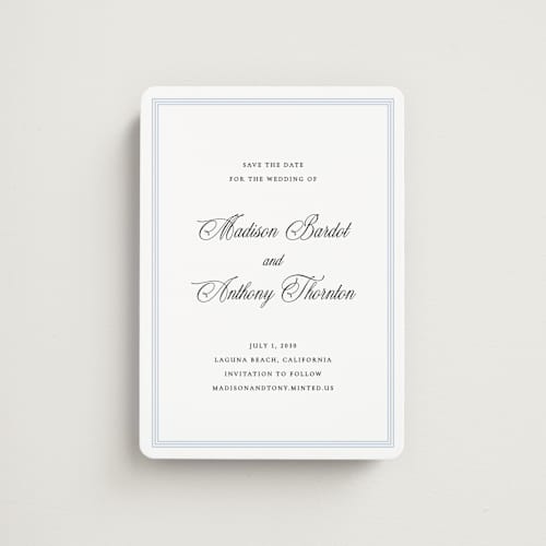 This is a bluebell save the date magnets with standard by Vanessa Doyle called triple border printing on magnet paper in magnet