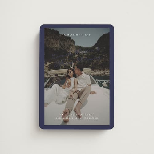 This is a coast to coast save the date magnets with standard by Design Lotus called where our story begins printing on magnet paper in magnet