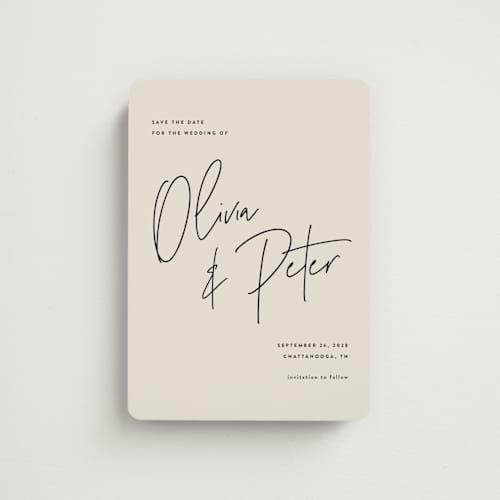This is a champagne save the date magnets with standard by JoAnn Jinks called signed printing on magnet paper in magnet