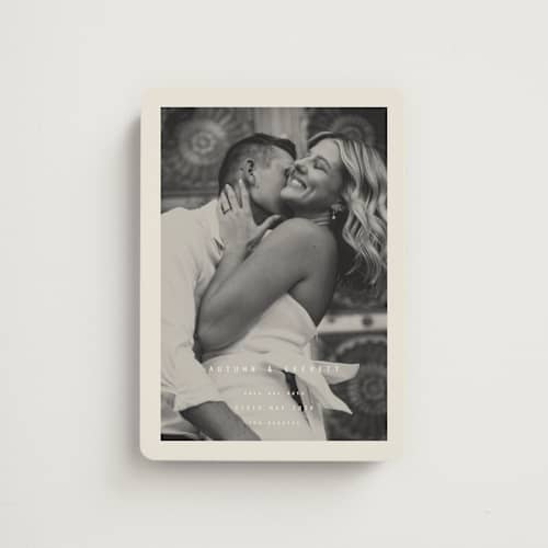This is a vanilla save the date magnets with standard by Blustery August called nonnette printing on magnet paper in magnet