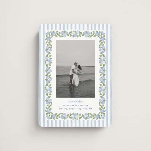 This is a ocean save the date magnets with standard by Creo Study called pillowy border printing on magnet paper in magnet